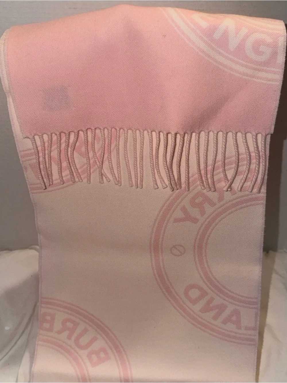 Burberry RARE pale pink roundel jacquard wool scarf seldom found NWT 168x30